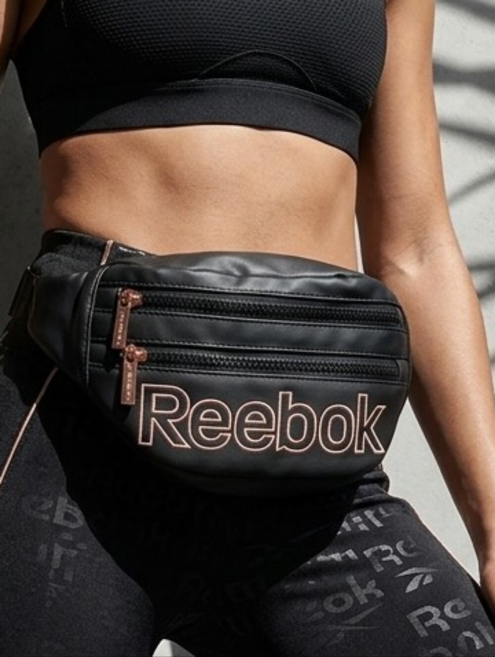 Reebok Belt Bag Rose Gold Zipper Athleisure Streetwear Crossbody Fanny Pack
